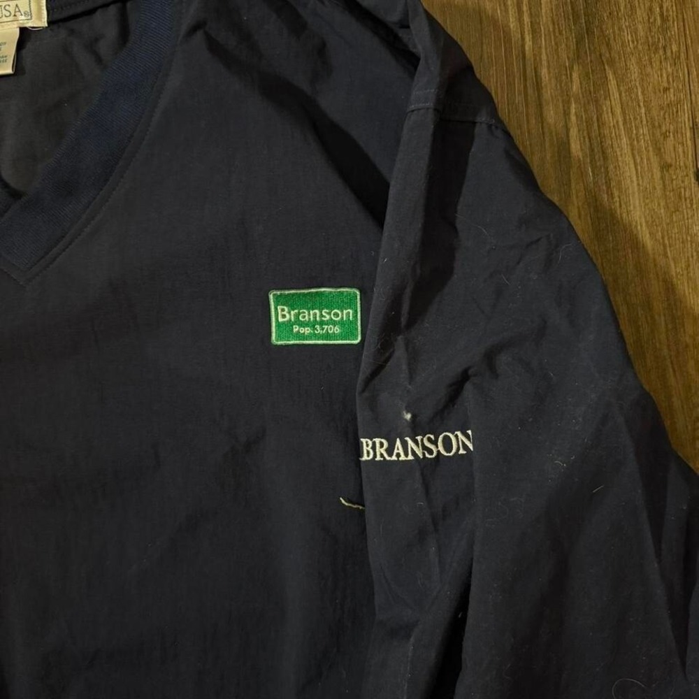 Navy blue vintage 1990 golf windbreaker  100% nylon with Branson Missouri‎ patch - Picture 6 of 6